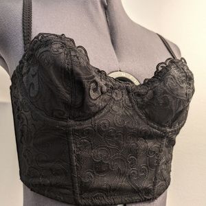 Ghillian O'Malley small heart dot lace corset bralet Y2K Black 34A bra sheer